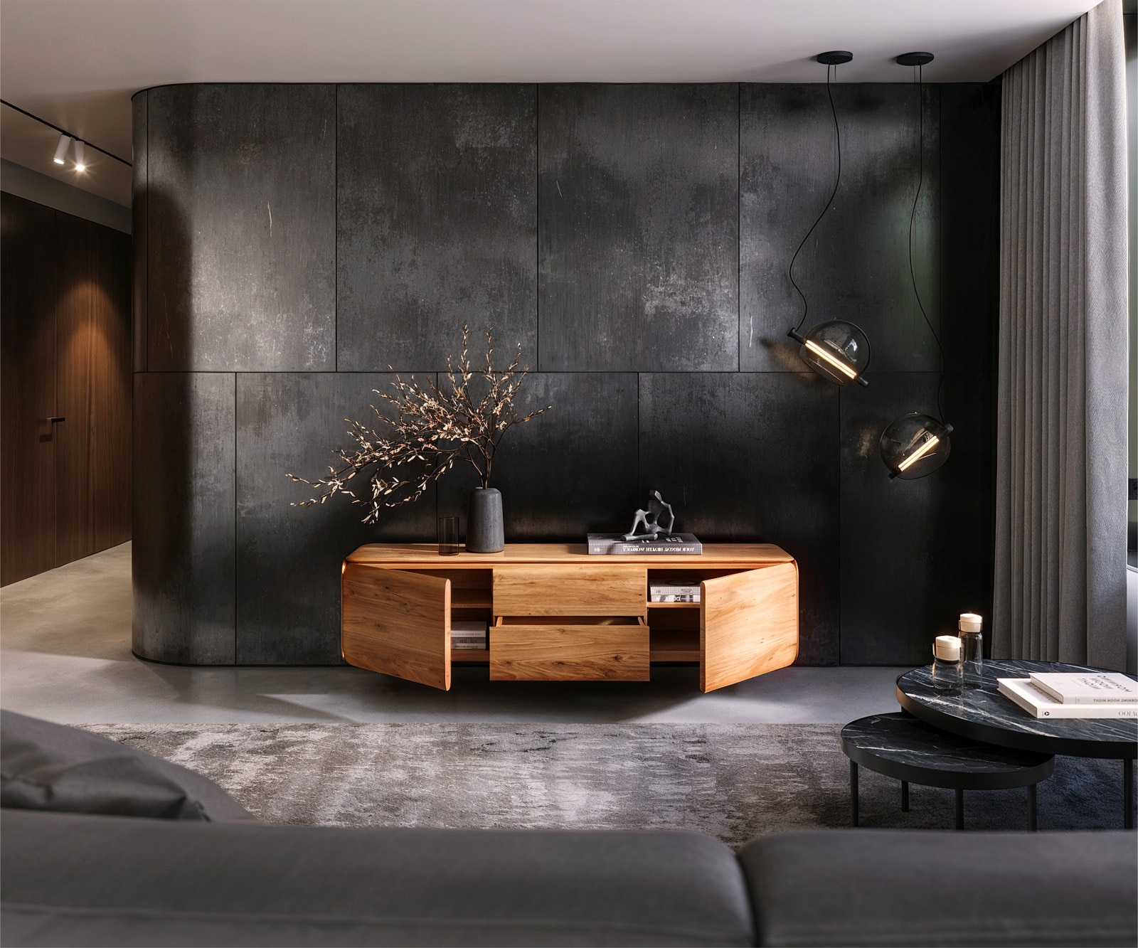 Lowboard Shavani 175 cm Akazie Natur 2 Türen 2 Schubladen schwebend 6 Lowboard Shavani 175 cm Akazie Natur 2 Türen 2 Schubladen schwebend 6