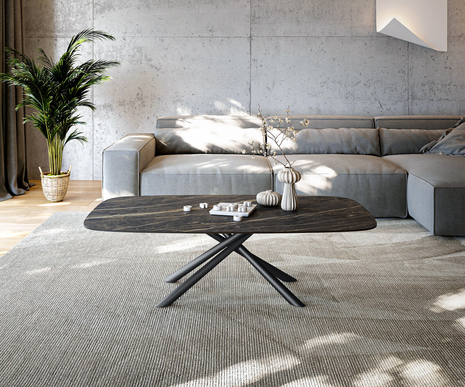 Couchtisch Edge Boot 140x80 cm Keramik Laminam® Noir Desir Braun Sarity Met günstig online kaufen