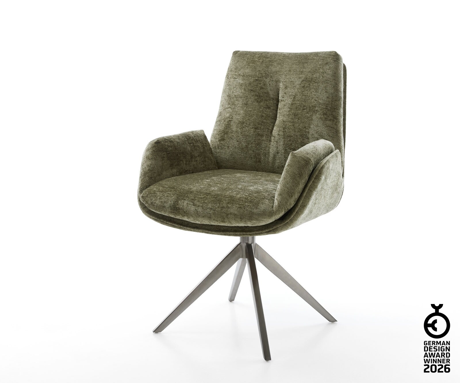 Drehstuhl Clea-Flex Chenille Olive Kreuzgestell breit Graphit 360° drehbar Wippfunktion 1