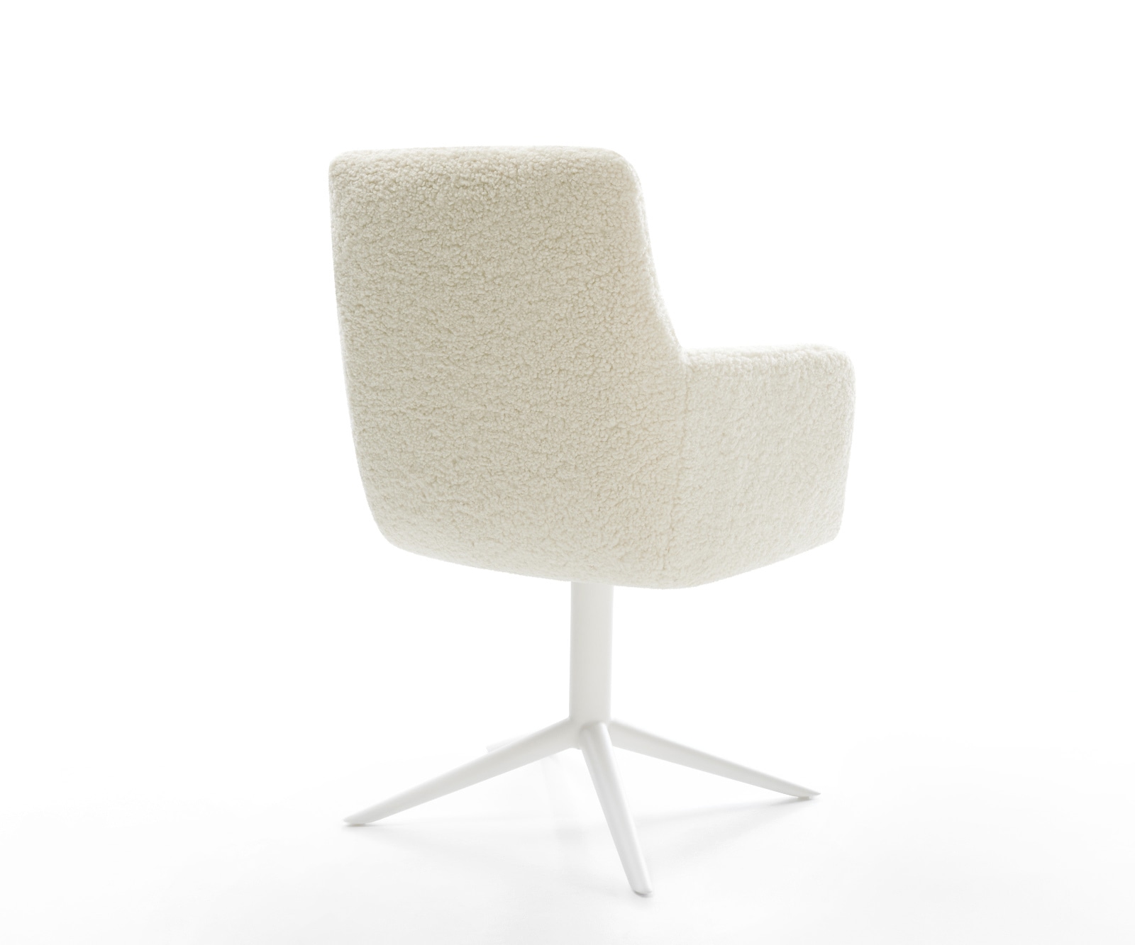 Drehstuhl Heira-Flex mit Armlehnen Teddystoff Beige Fußkreuz Weiß 360° drehbar Wippfunktion Taschenfederkern 5