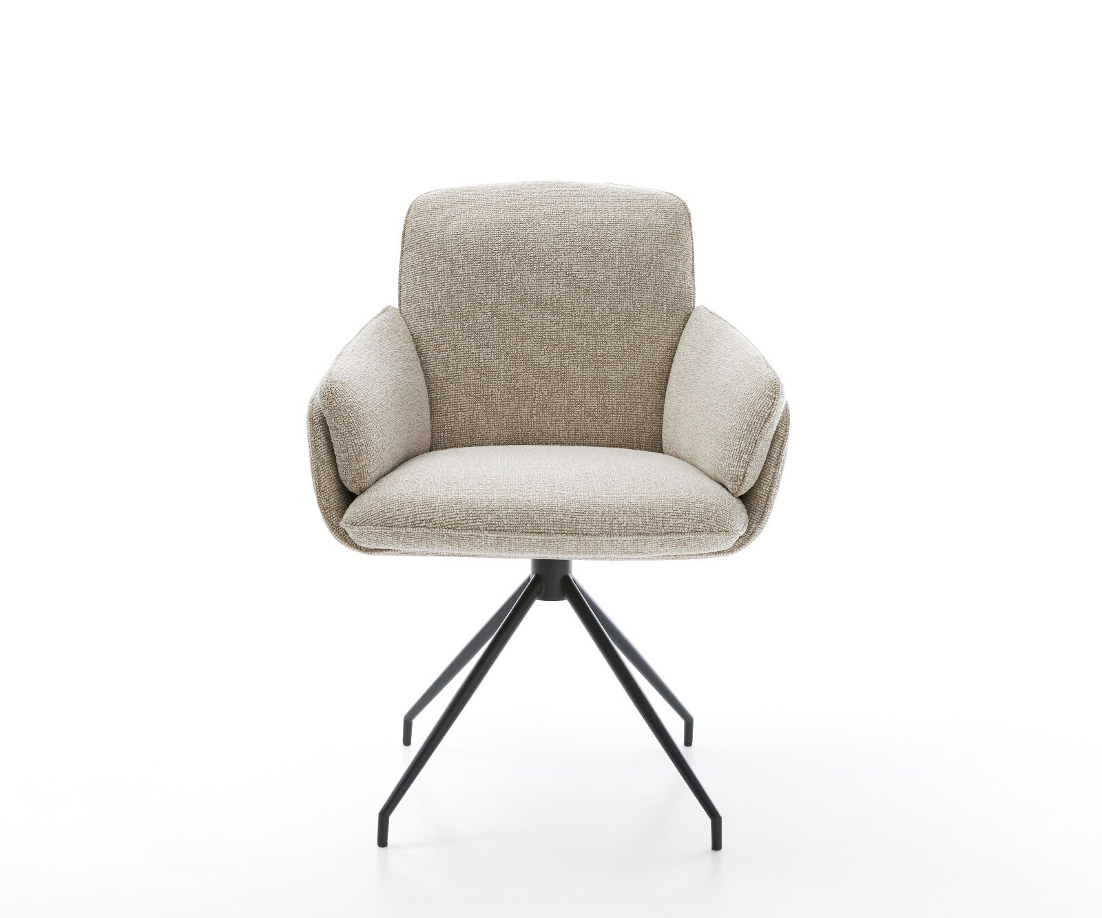 Esszimmerstuhl Luan-Flex mit Armlehnen Webstoff Soft Beige Kreuzgestell konisch Schwarz 1
