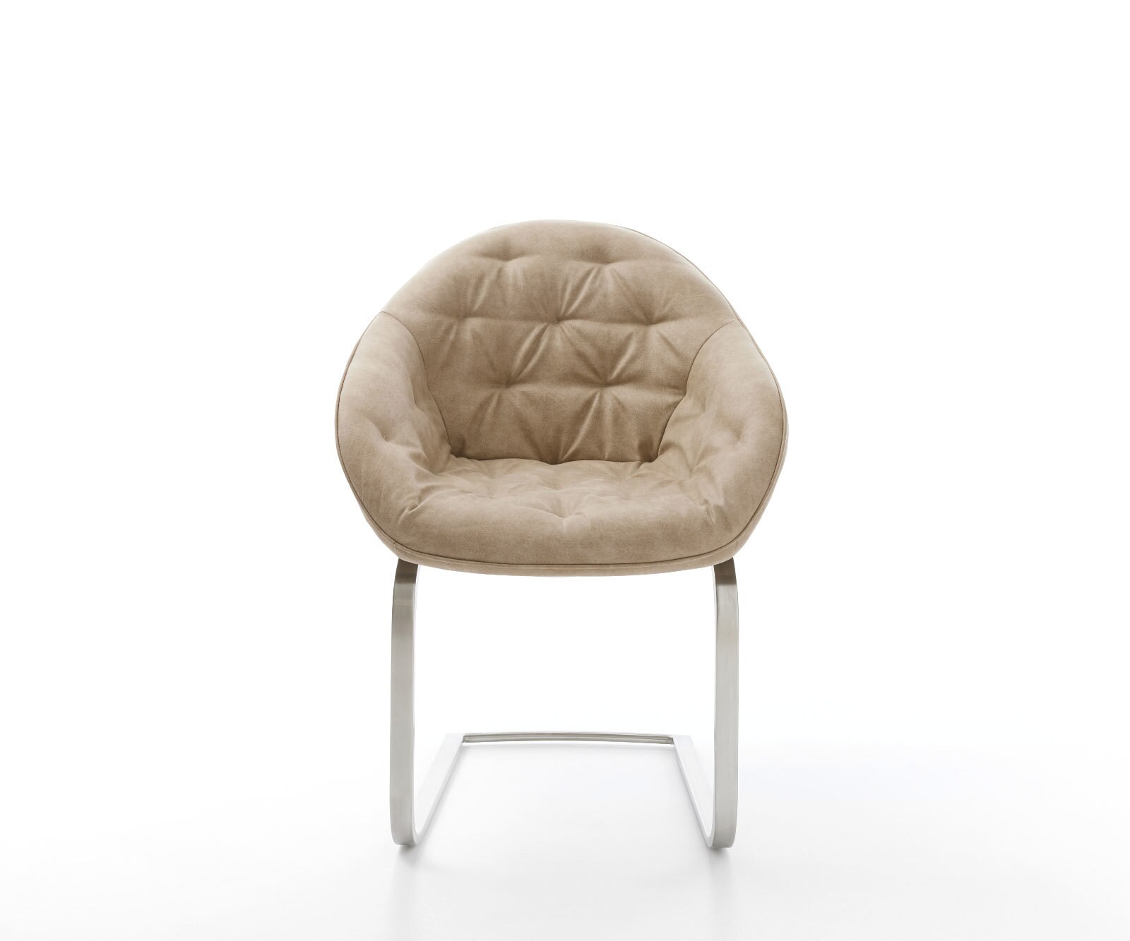 Freischwinger Gaio-Flex Mikrofaser Beige Vintage Freischwinger flach Edelstahl 2