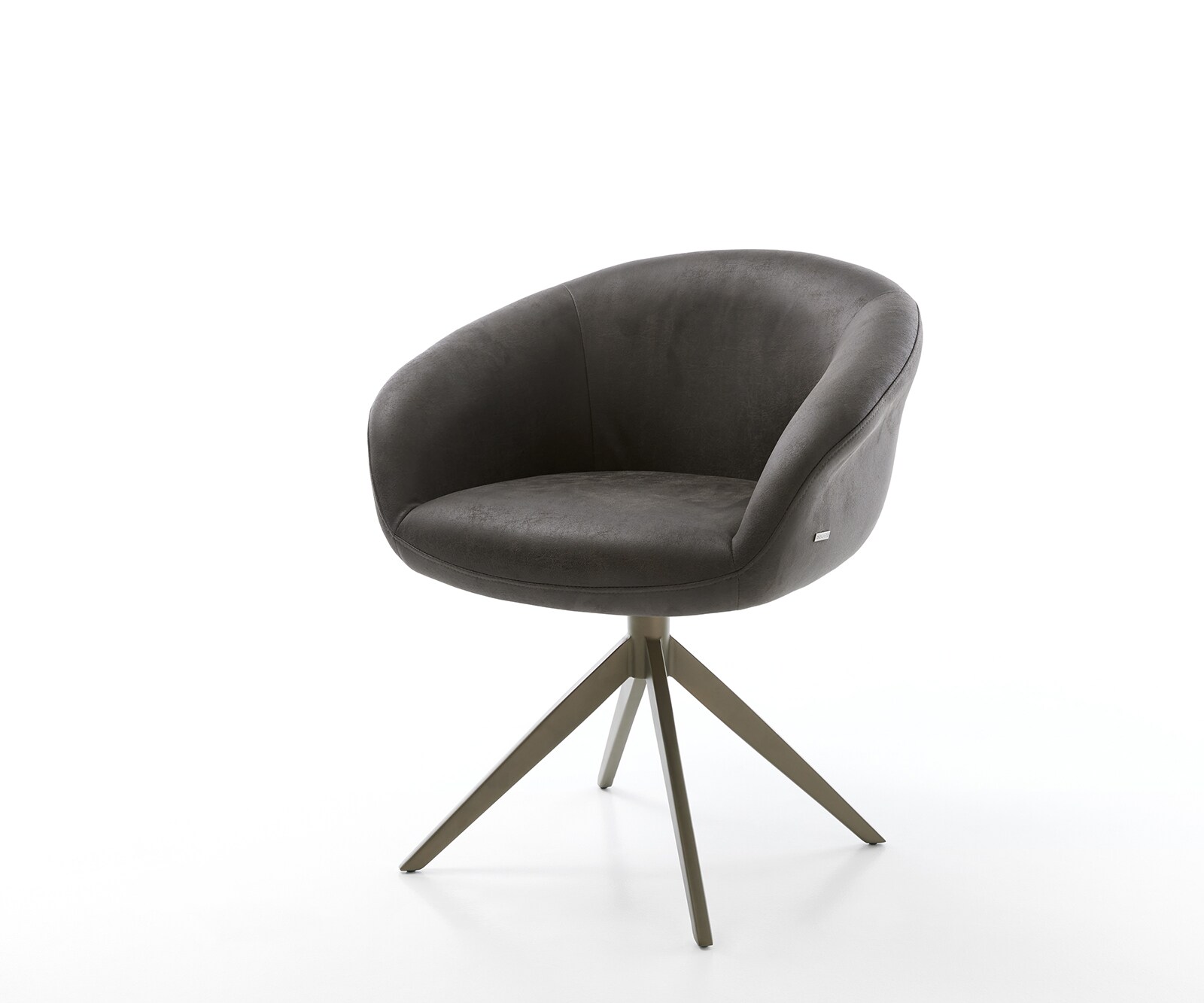 Drehstuhl Vinka-Flex mit Armlehnen Anthrazit Vintage Kreuzgestell breit Effektfinish Titan 360° drehbar Taschenfederkern