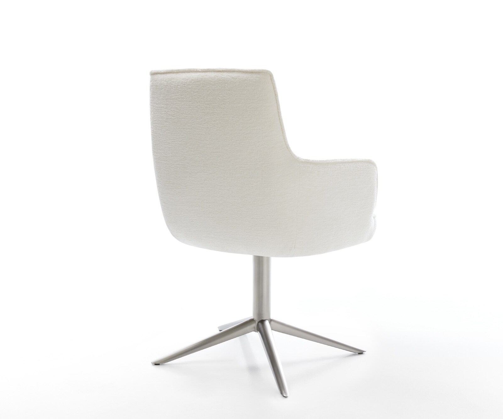 Drehstuhl Heira-Flex mit Armlehnen Bouclé Soft Beige Fußkreuz Edelstahl 360° drehbar Wippfunktion Taschenfederkern 5