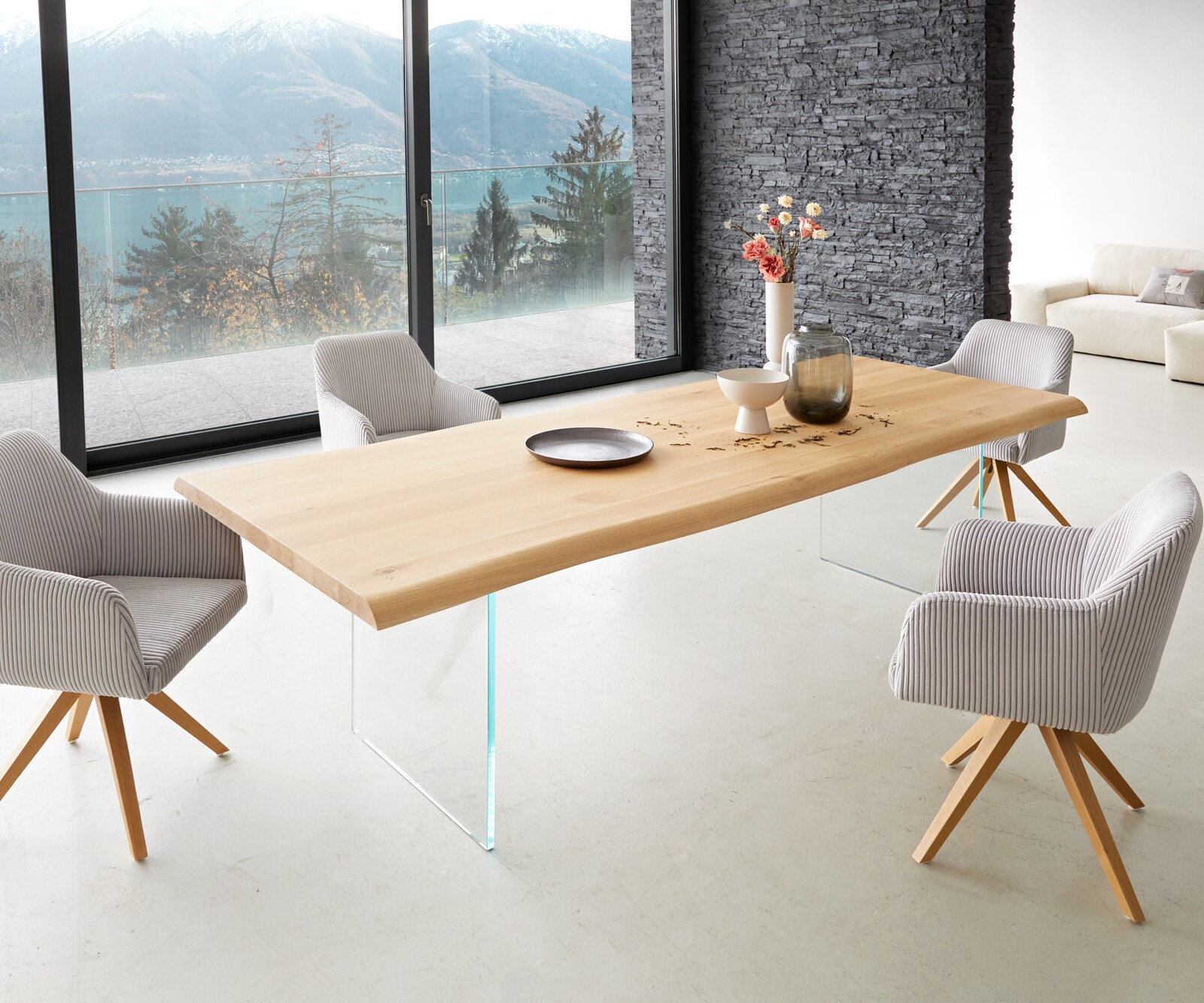 Esstisch Edge 260x100 Eiche Natur Glas Live-Edge 6
