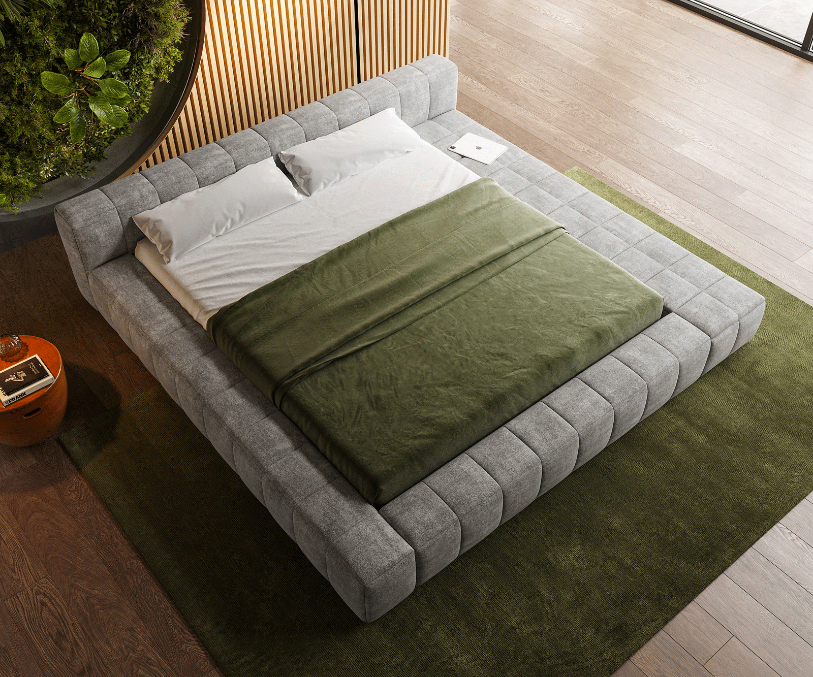 Polsterbettgestell Espazio 180x200 cm Strukturstoff Soft Grau mit Stauraum 4