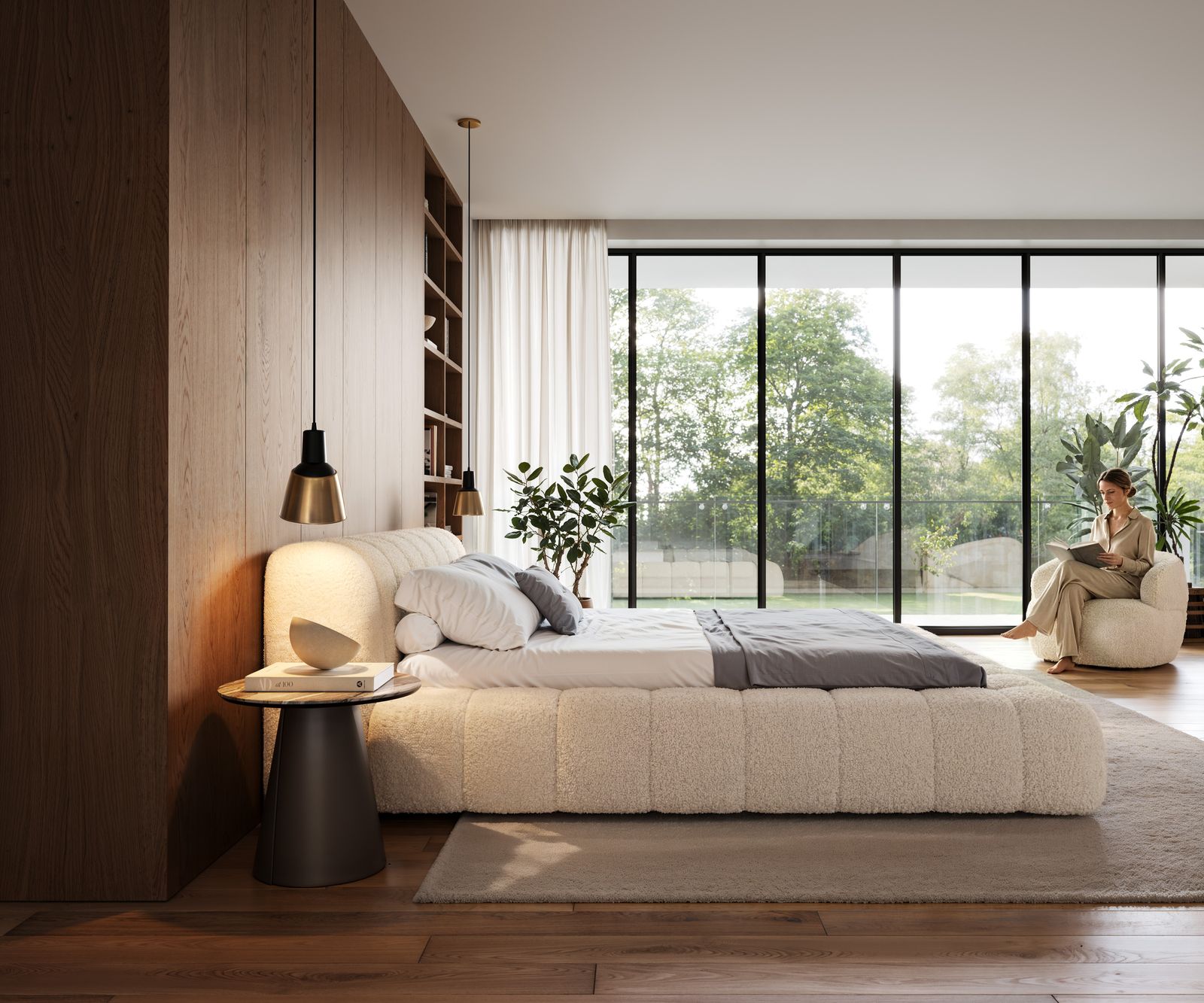 Polsterbettgestell Cutio 180x200 cm Teddystoff Beige 4