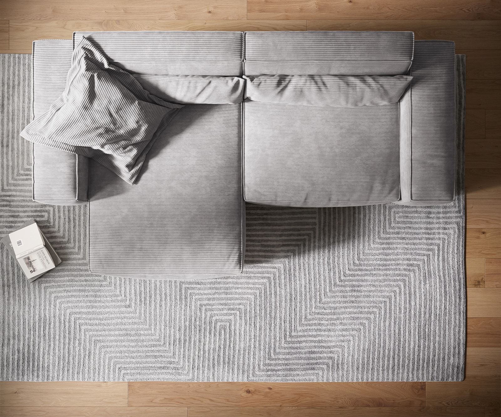 Ecksofa Sirpio XL 270x170 cm Cord Silbergrau Recamiere variabel 6