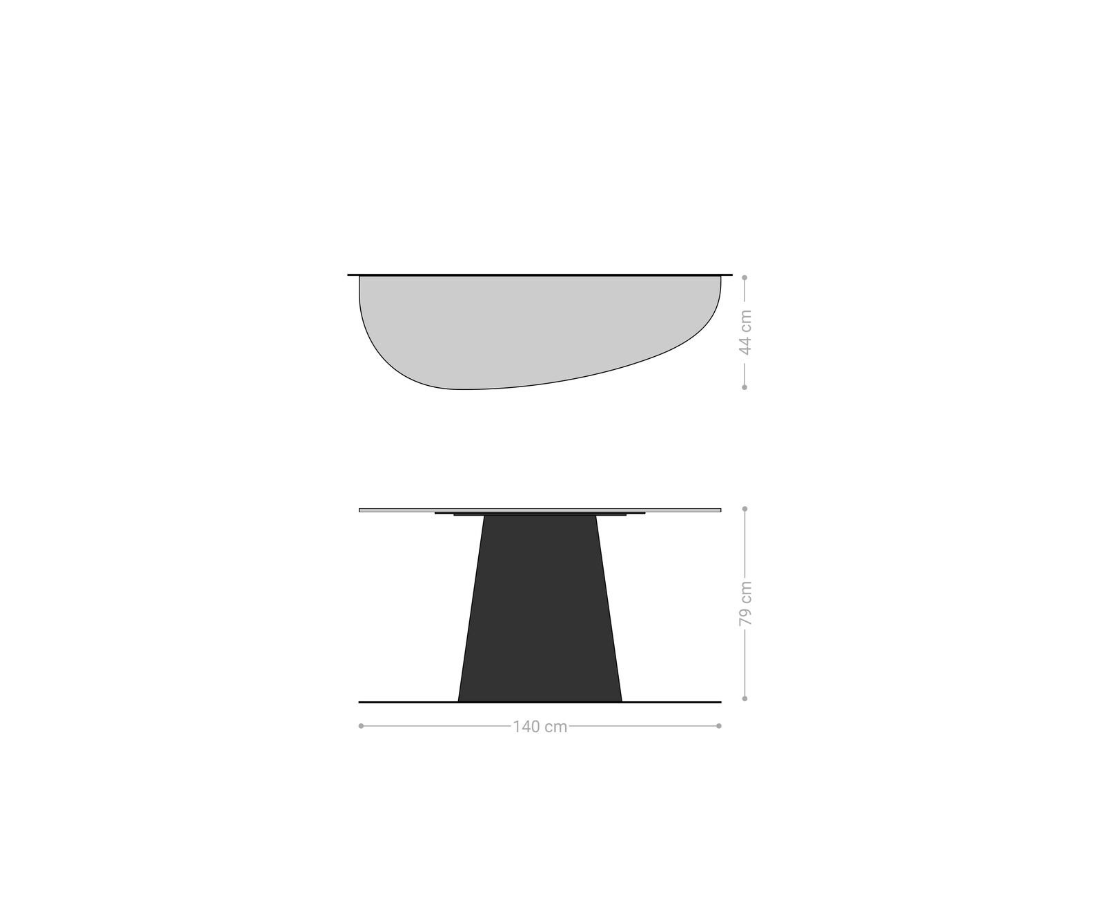 Konsolentisch Edge Oval 140x40 cm Keramik Patagonia Poliert Conos Metall Effektfinish Titan 8