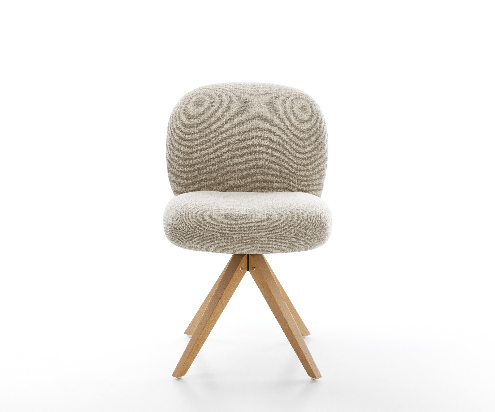 Drehstuhl Nube-Flex Webstoff Soft Beige Holzgestell kantig Natur 180° drehbar Taschenfederkern 2