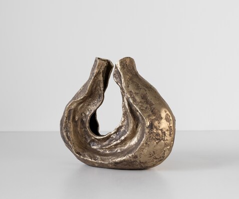 Skulptur Nexora B40 x T15 x H33 cm Aluminium Oro Antico Handgemacht