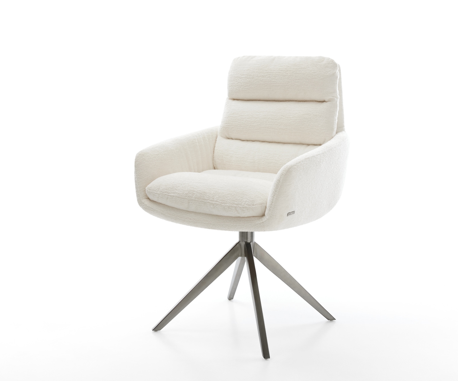 Drehstuhl Abelia-Flex mit Armlehnen Bouclé Soft Beige Kreuzgestell breit Graphit 360° drehbar Wippfunktion