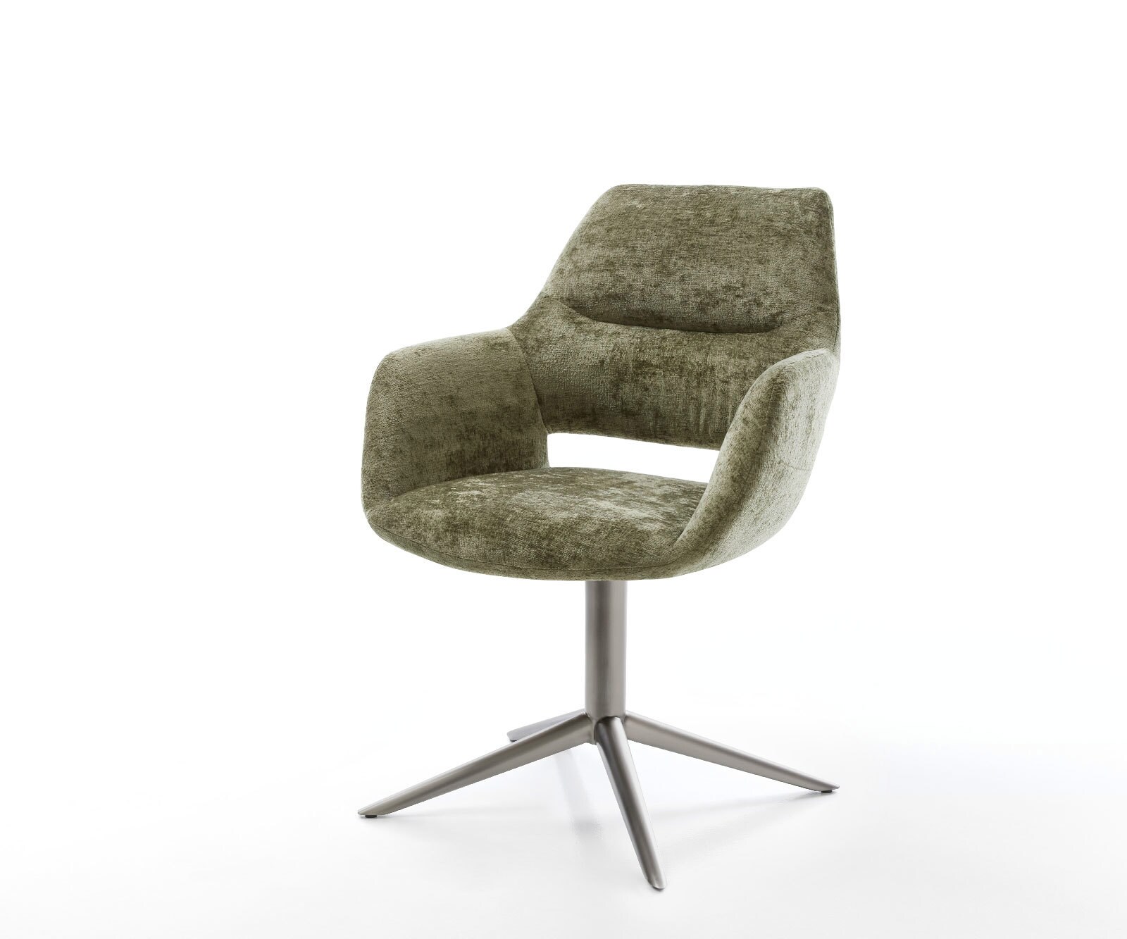 Drehstuhl Yago-Flex mit Armlehnen Chenille Olive Fußkreuz Graphit 360° dreh günstig online kaufen