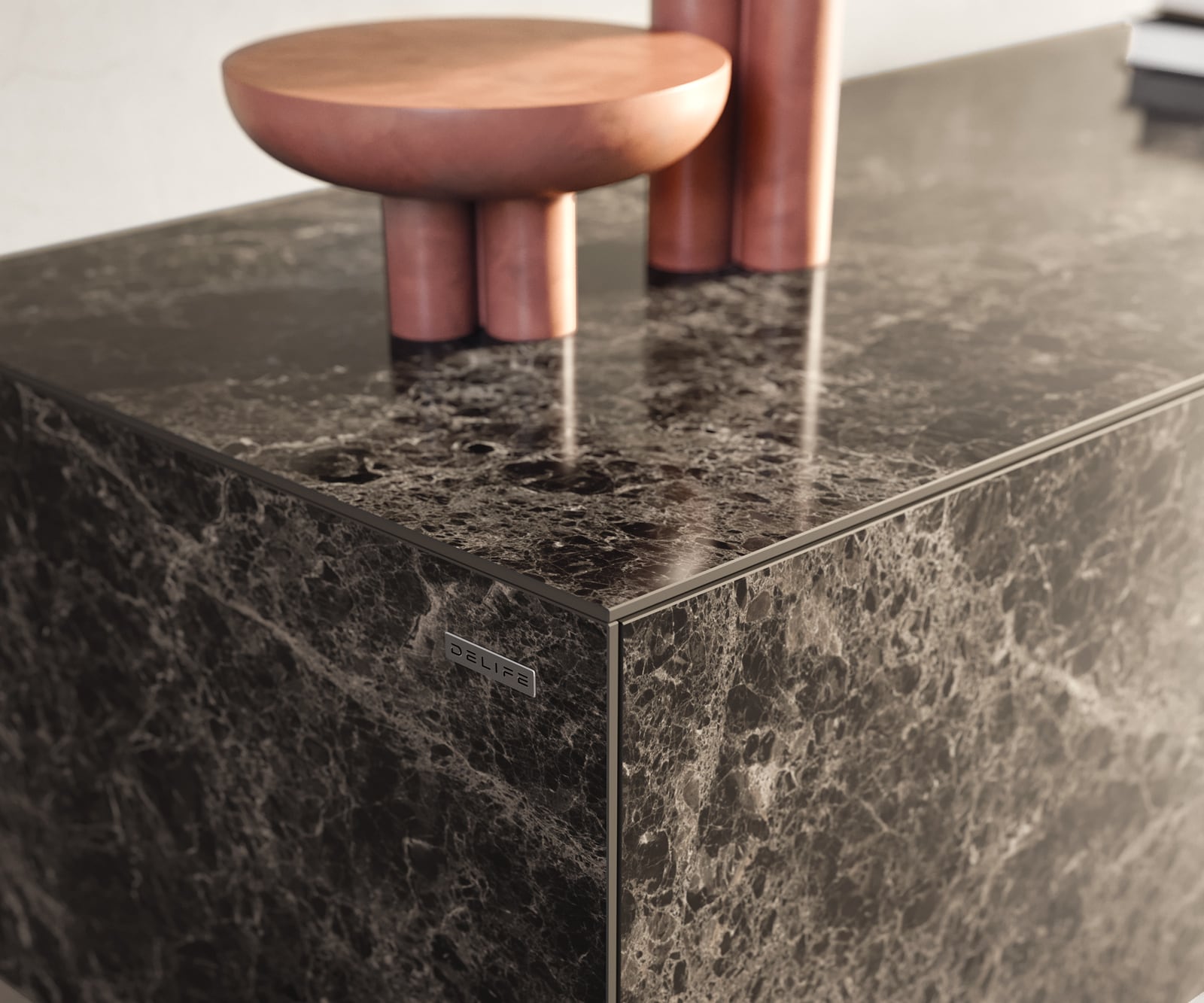 Lowboard Cuor 220 cm Keramik Emperador Extra Lucidato Dunkelbraun 1 Klappe 2 Schubfächer Schwebend 5 Lowboard Cuor 220 cm Keramik Emperador Extra Lucidato Dunkelbraun 1 Klappe 2 Schubfächer Schwebend 5