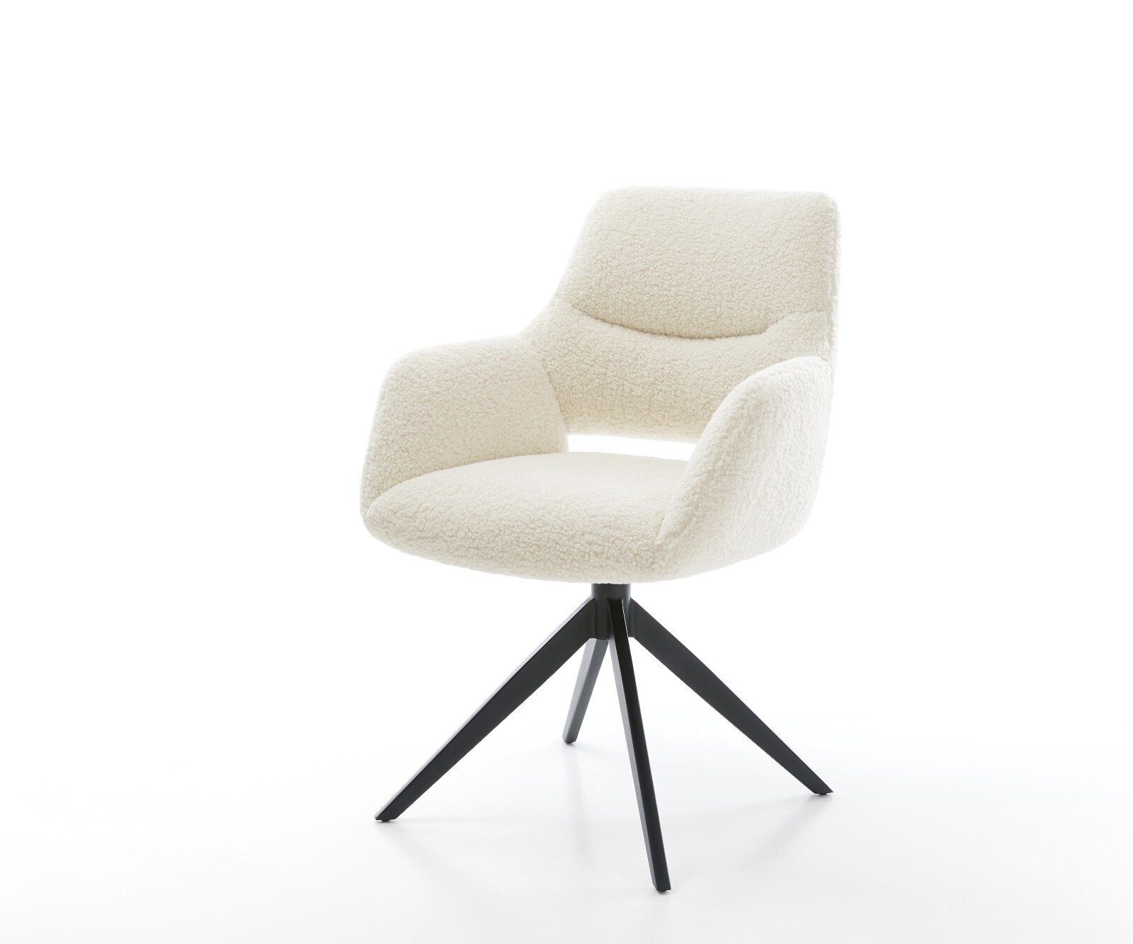 Drehstuhl Yago-Flex mit Armlehnen Teddystoff Beige Kreuzgestell breit Schwa günstig online kaufen