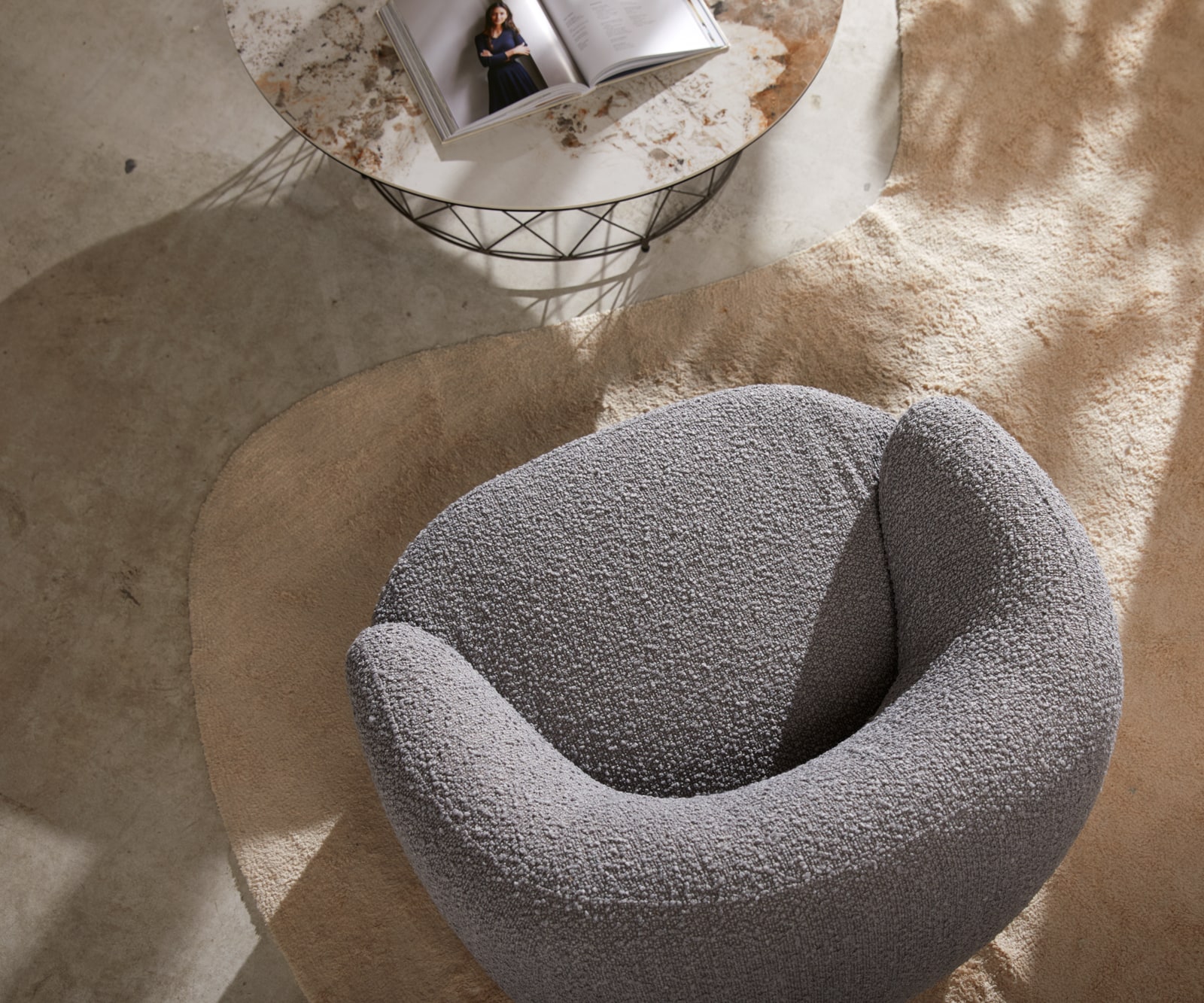 Loungesessel Nova 88x88 cm Bouclé Silbergrau 2 Loungesessel Nova 88x88 cm Bouclé Silbergrau 2