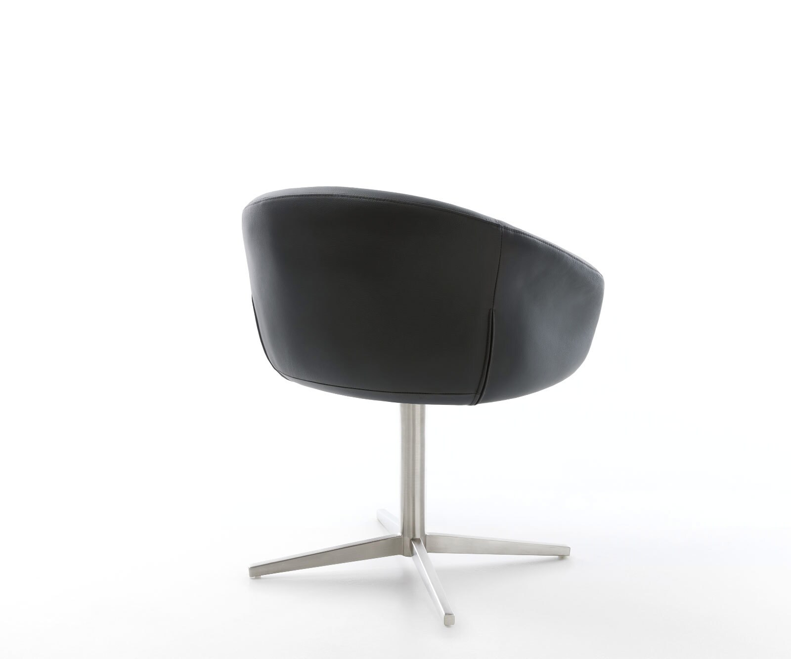 Drehstuhl Vinka-Flex mit Armlehnen Echt-Leder Schwarz Fußkreuz Edelstahl 360° drehbar Taschenfederkern 4