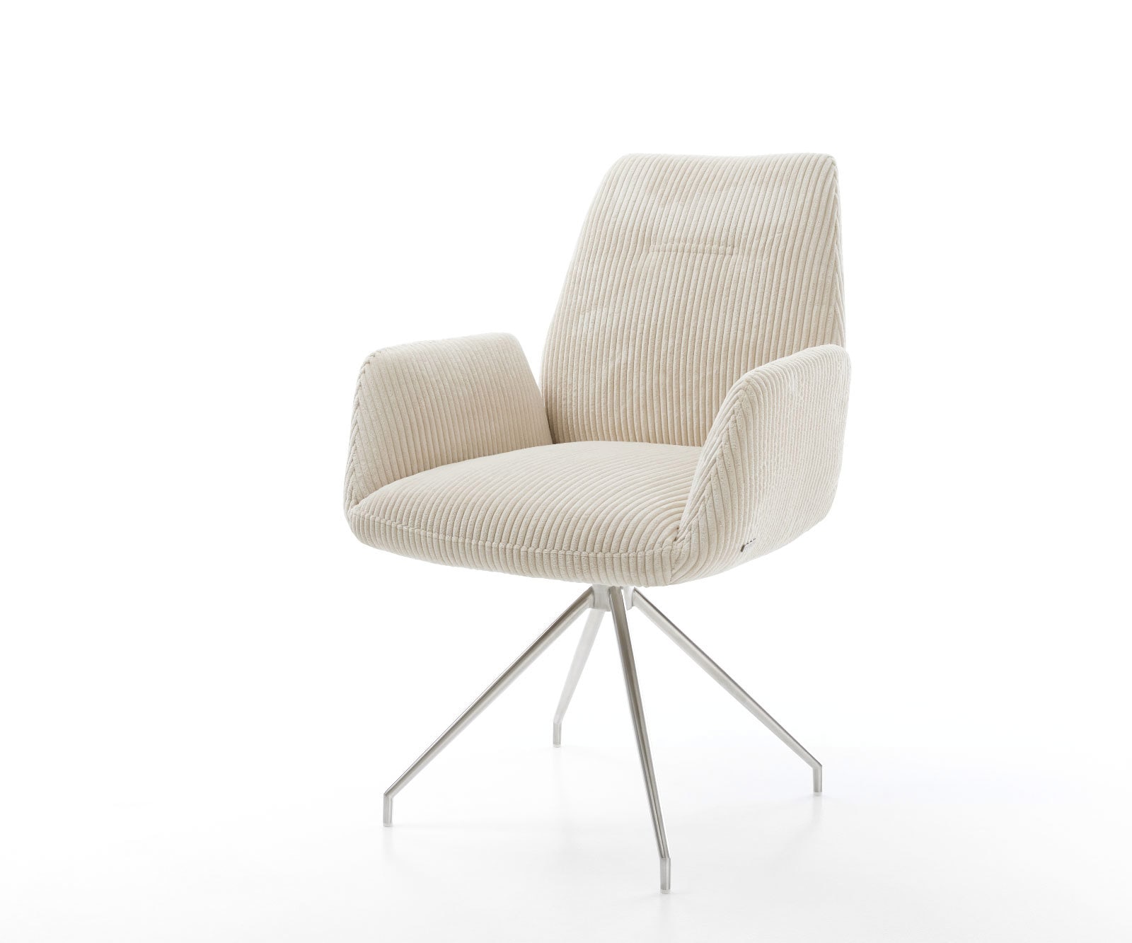 Delife Esszimmerstuhl Zoa-Flex Cord Beige Kreuzgestell Konisch Edelstahl Taschenfederkern