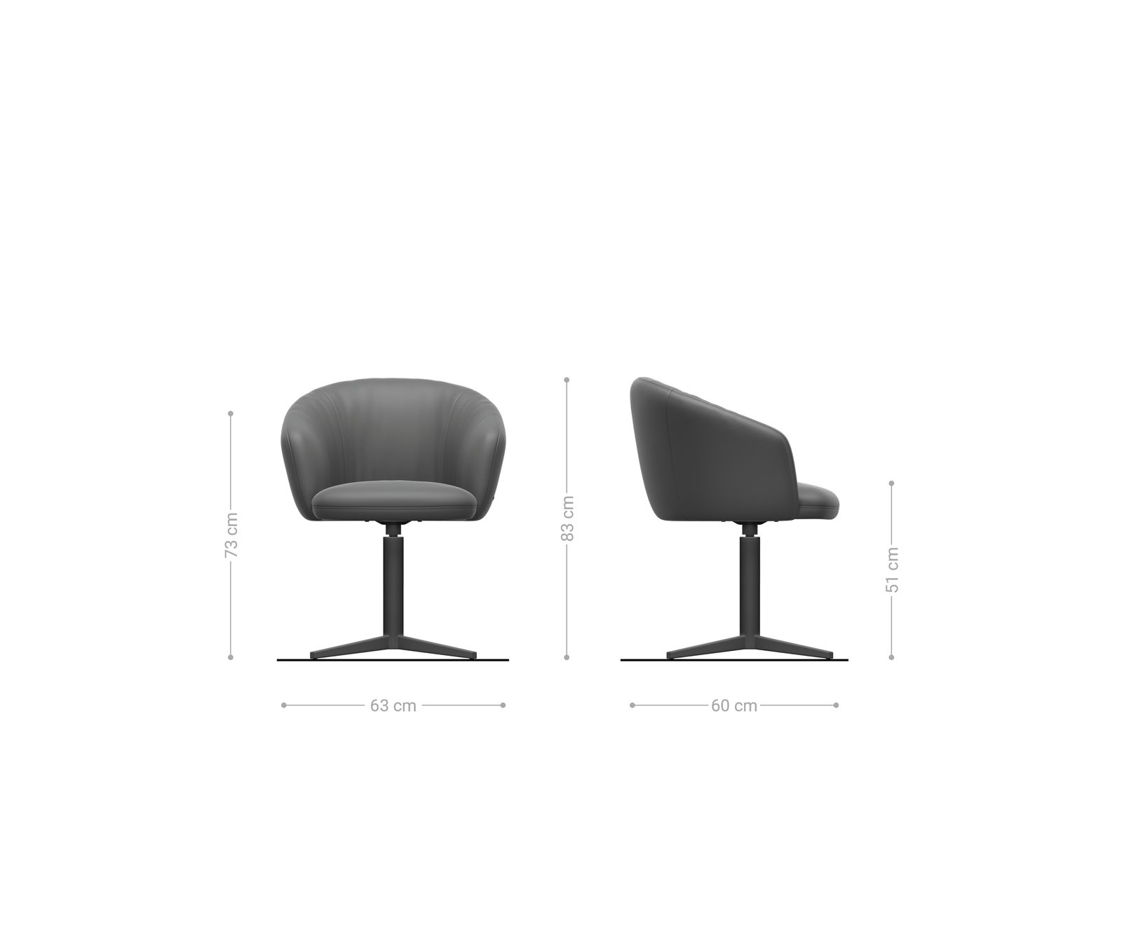 Drehstuhl Caja-Flex mit Armlehnen Cord Silbergrau Fußkreuz Effektfinish Titan 360° drehbar Taschenfederkern 6
