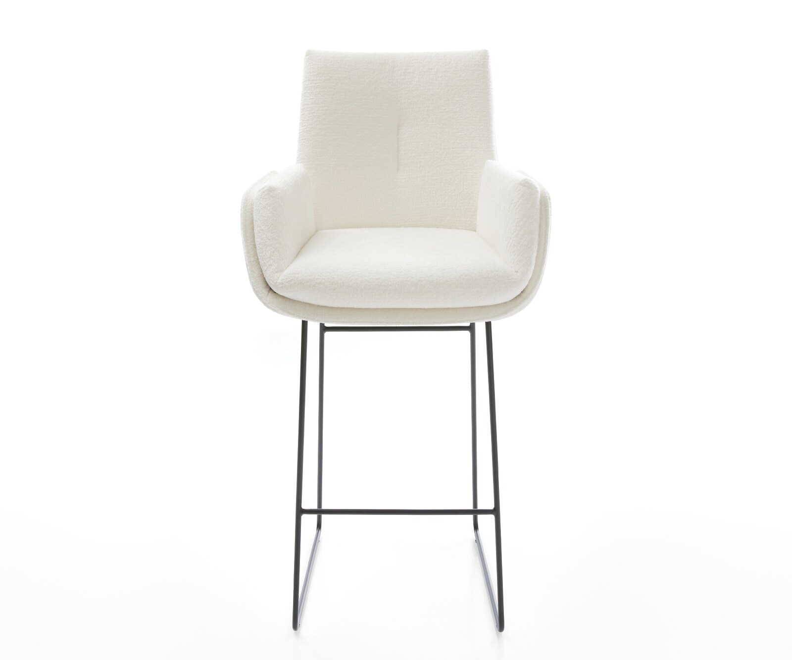 Barstuhl Clea-Flex Bouclé Soft Beige Kufengestell Metall Schwarz 1