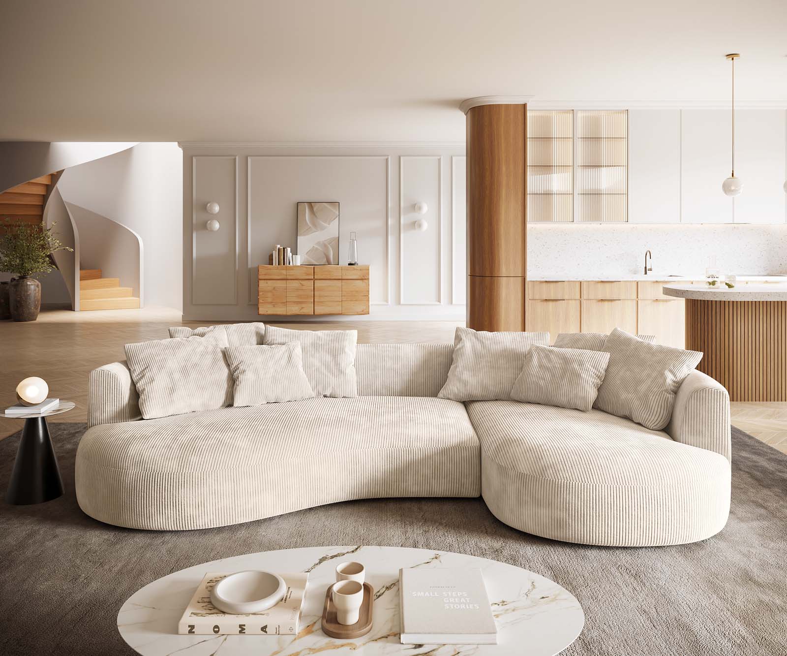 Sofa Edina 330x170 cm Cord Beige 1