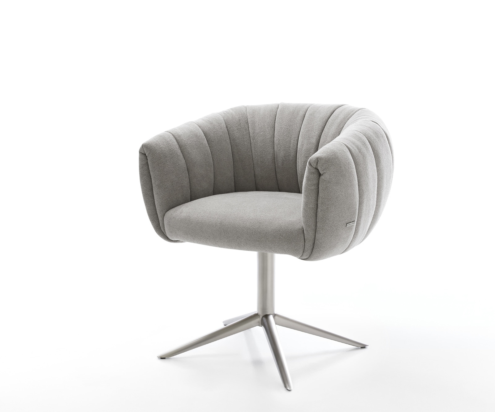 Drehstuhl Jada-Flex Strukturstoff Soft Grau Fußkreuz Edelstahl 360° drehbar Wippfunktion Taschenfederkern
