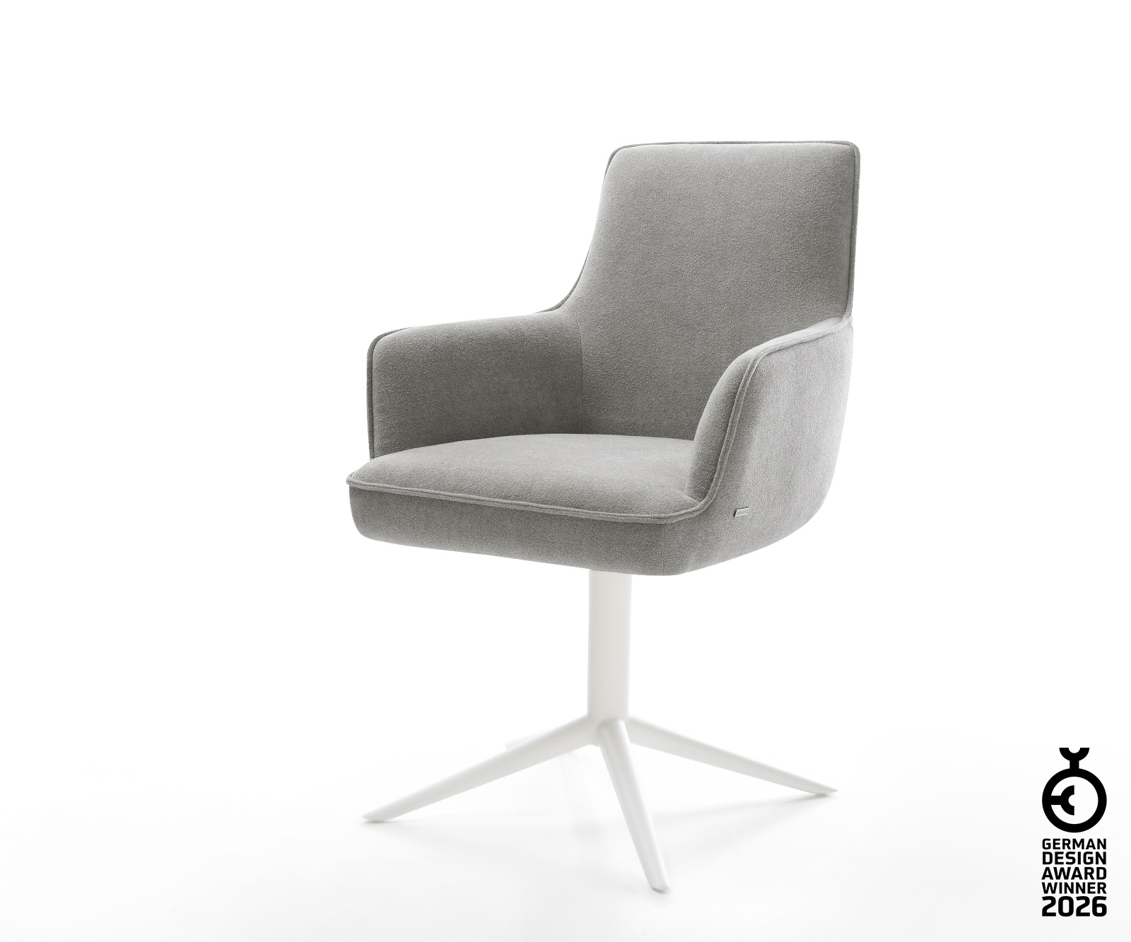 Drehstuhl Heira-Flex mit Armlehnen Strukturstoff Soft Grau Fußkreuz Weiß 36 günstig online kaufen