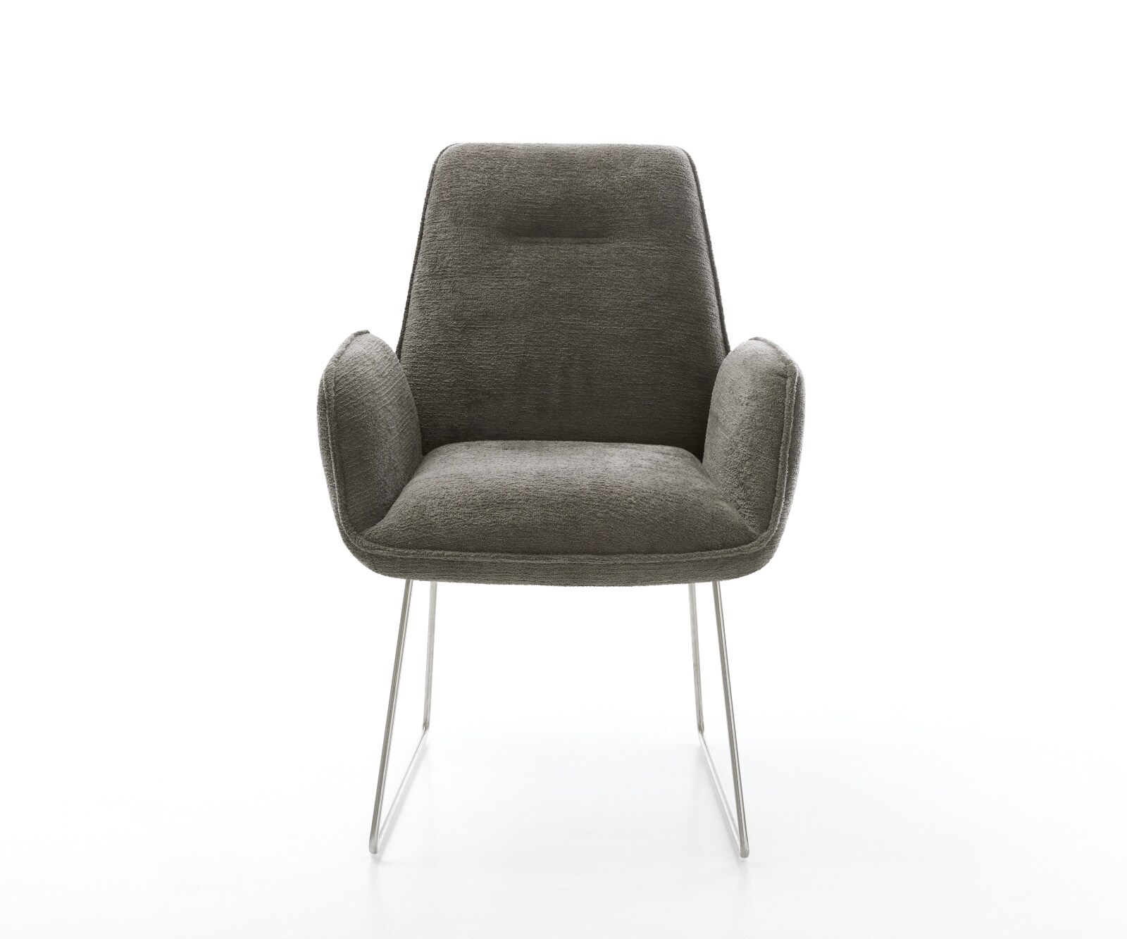 Esszimmerstuhl Zoa-Flex Bouclé Soft Schlamm Kufengestell Edelstahl Taschenfederkern 1