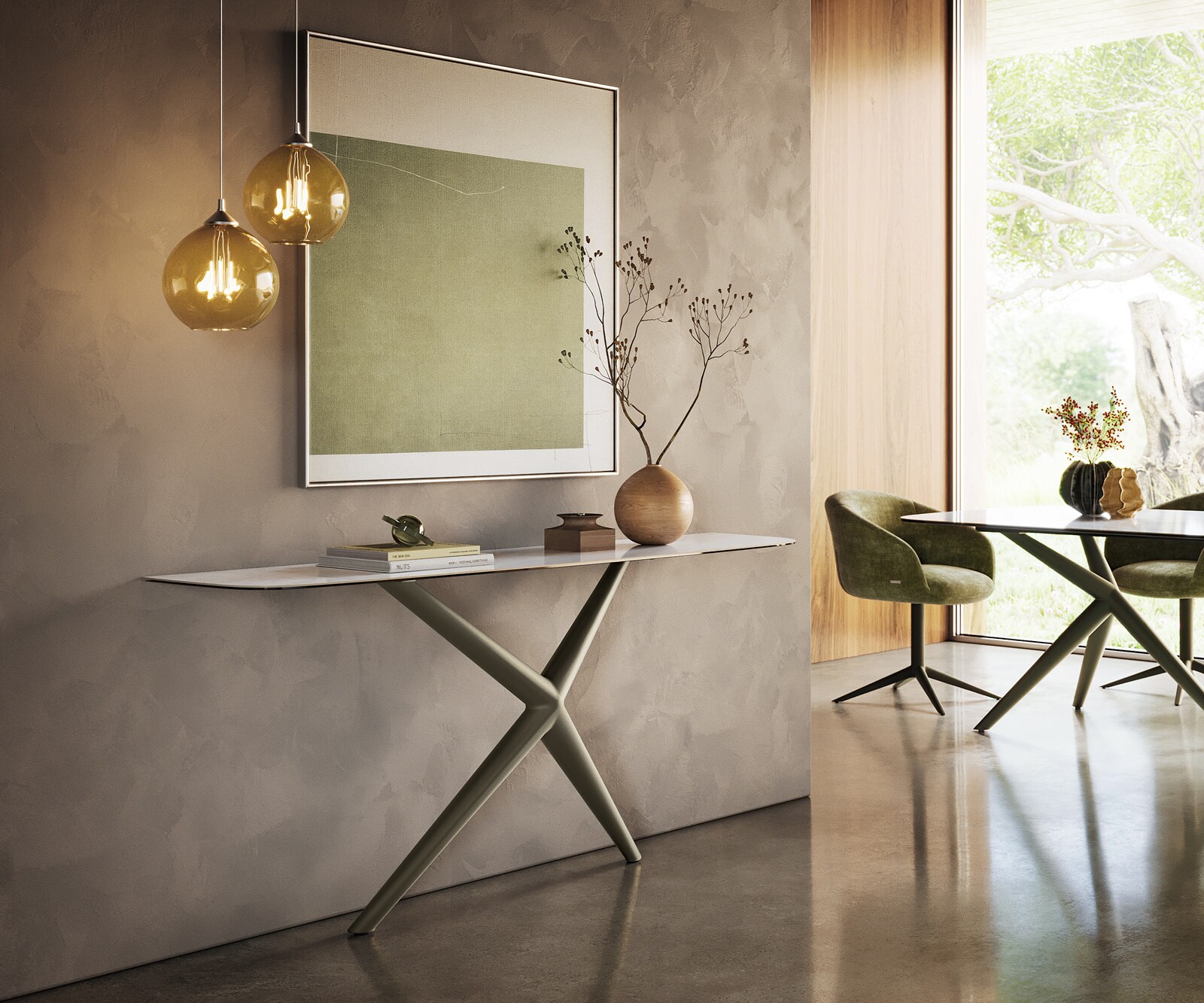 Konsolentisch Edge Boot 180x40 cm Keramik Onyx Pearl Estelo Metall Effektfinish Titan 6