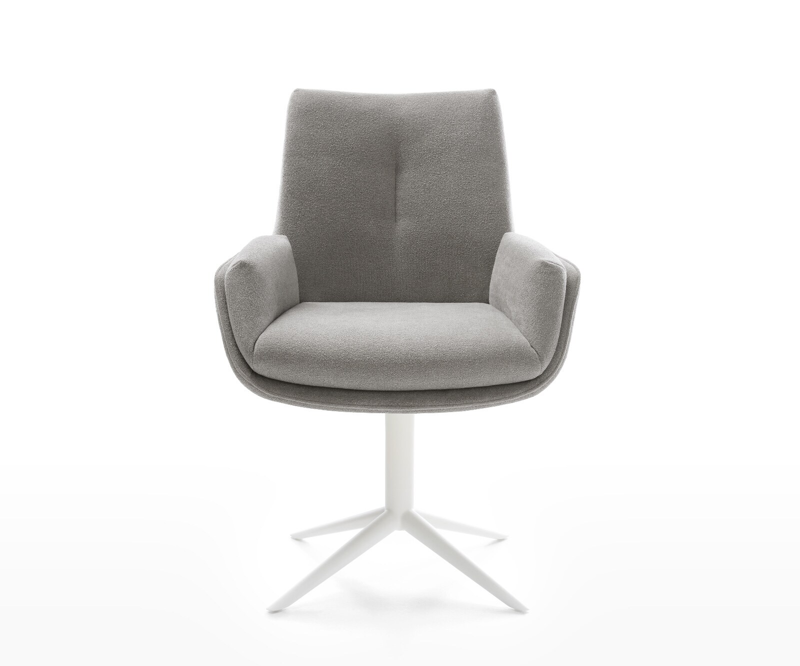 Drehstuhl Clea-Flex Strukturstoff Soft Grau Fußkreuz Weiß 360° drehbar Wippfunktion 1