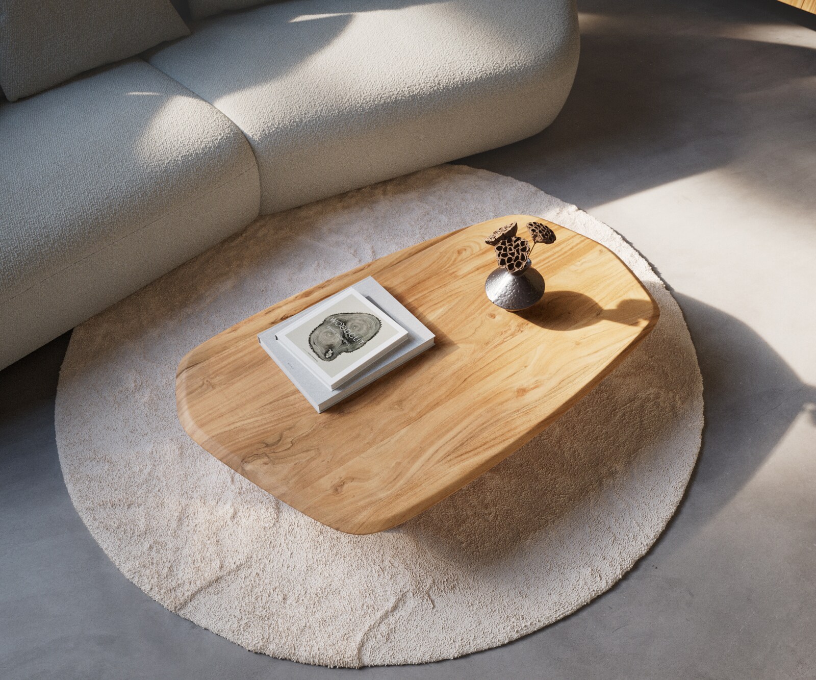 Couchtisch Nagaru 120x70 cm Akazie Aura L-Fuß Edelstahl 3