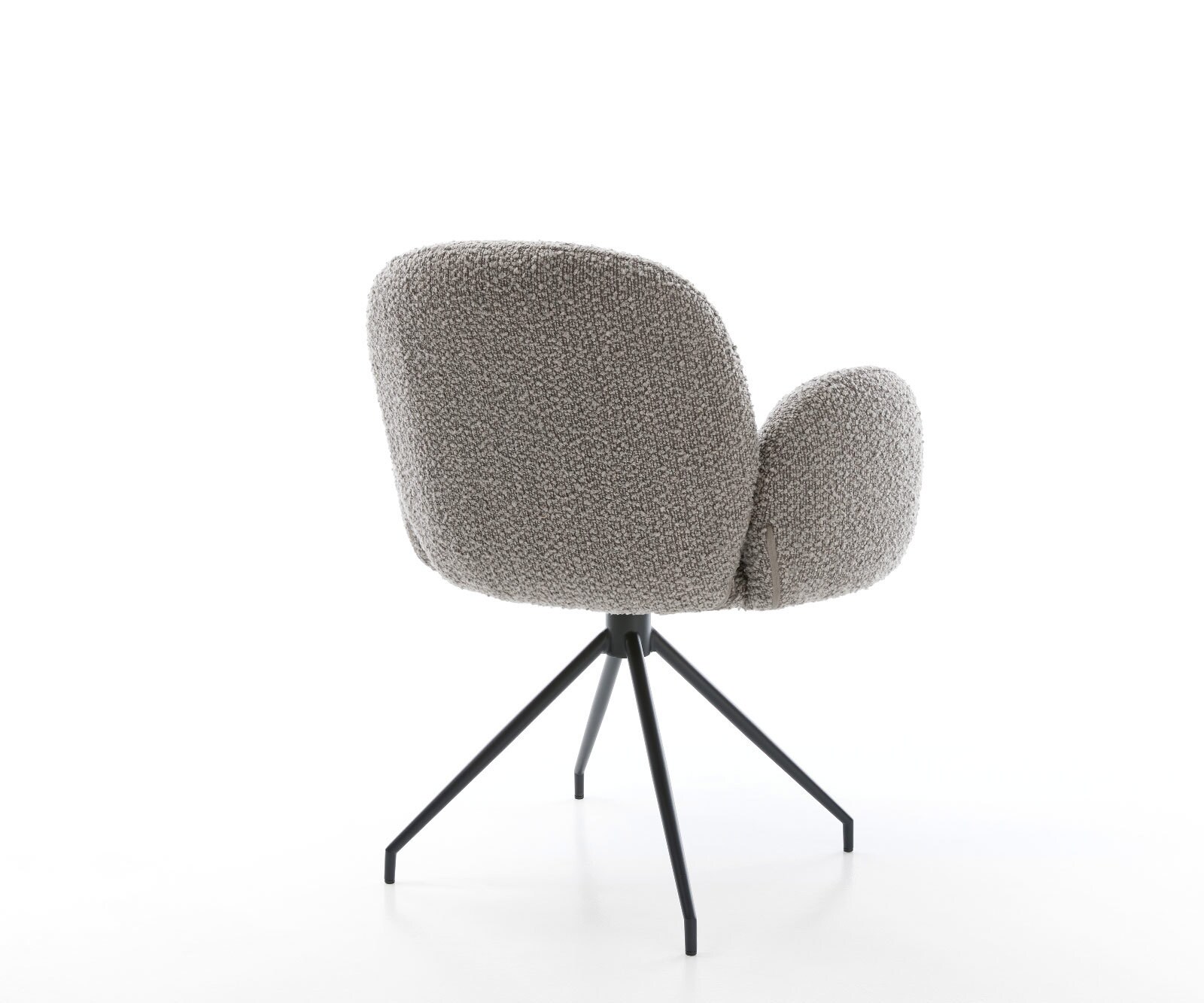 Drehstuhl Nube-Flex mit Armlehnen Bouclé Silbergrau Kreuzgestell konisch Schwarz 180° drehbar Taschenfederkern 4