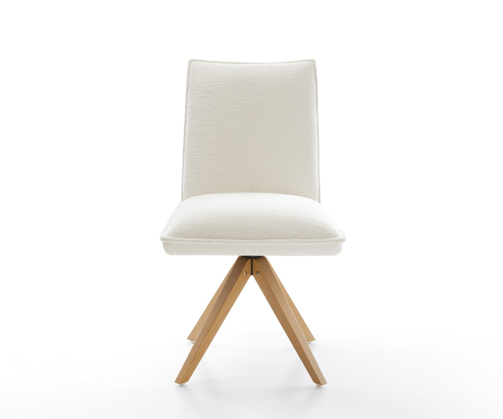 Drehstuhl Lelio-Flex Bouclé Soft Beige Holzgestell kantig Natur 180° drehbar Taschenfederkern 2