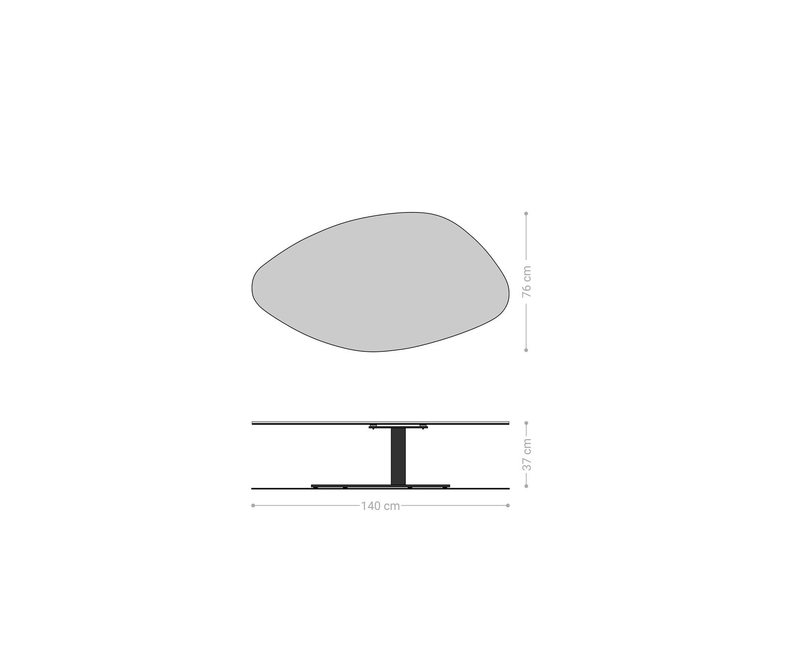 Couchtisch Edge Organisch 140x76 cm Keramik Laminam® Noir Desir Braun Vibany Metall Schwarz 8