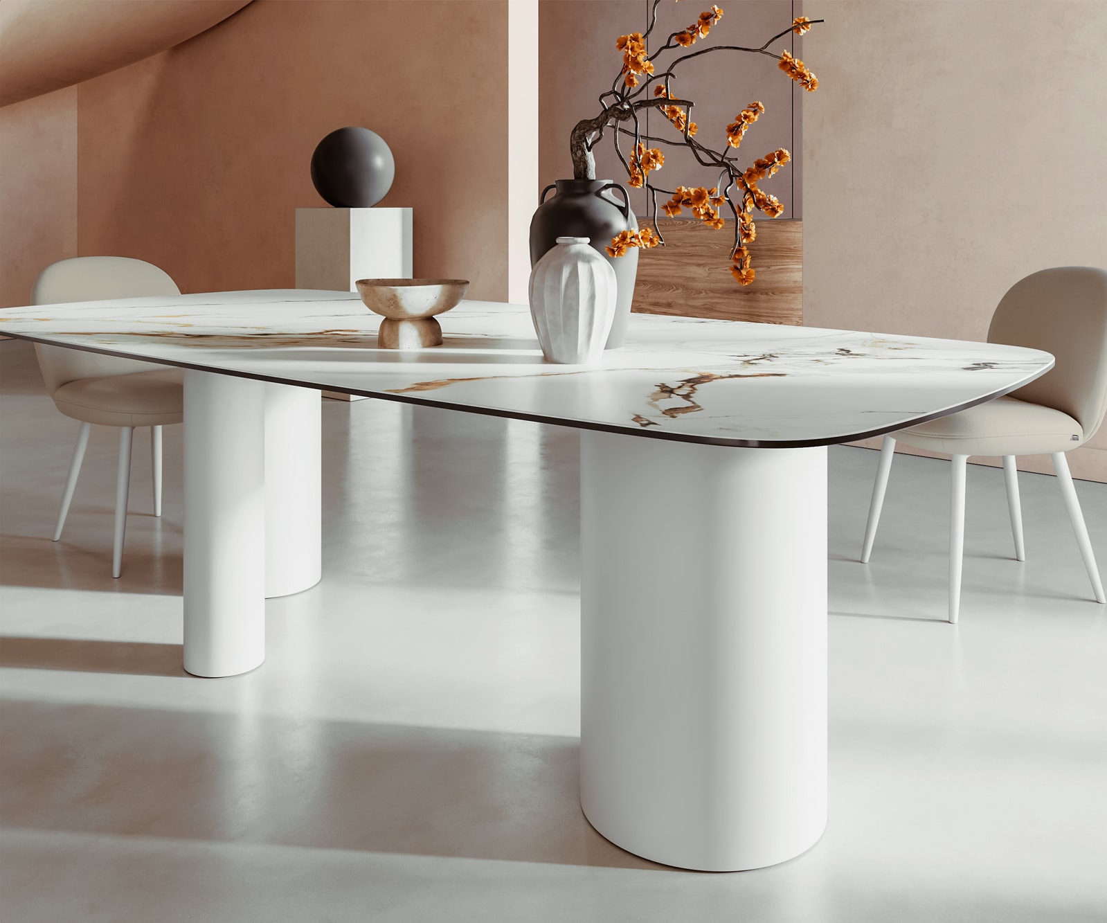 Esstisch Edge Boot 240x120 Keramik Calacatta Luxe Weiß-Gold-Grau Troa Metall Weiß 6 Esstisch Edge Boot 240x120 Keramik Calacatta Luxe Weiß-Gold-Grau Troa Metall Weiß 6