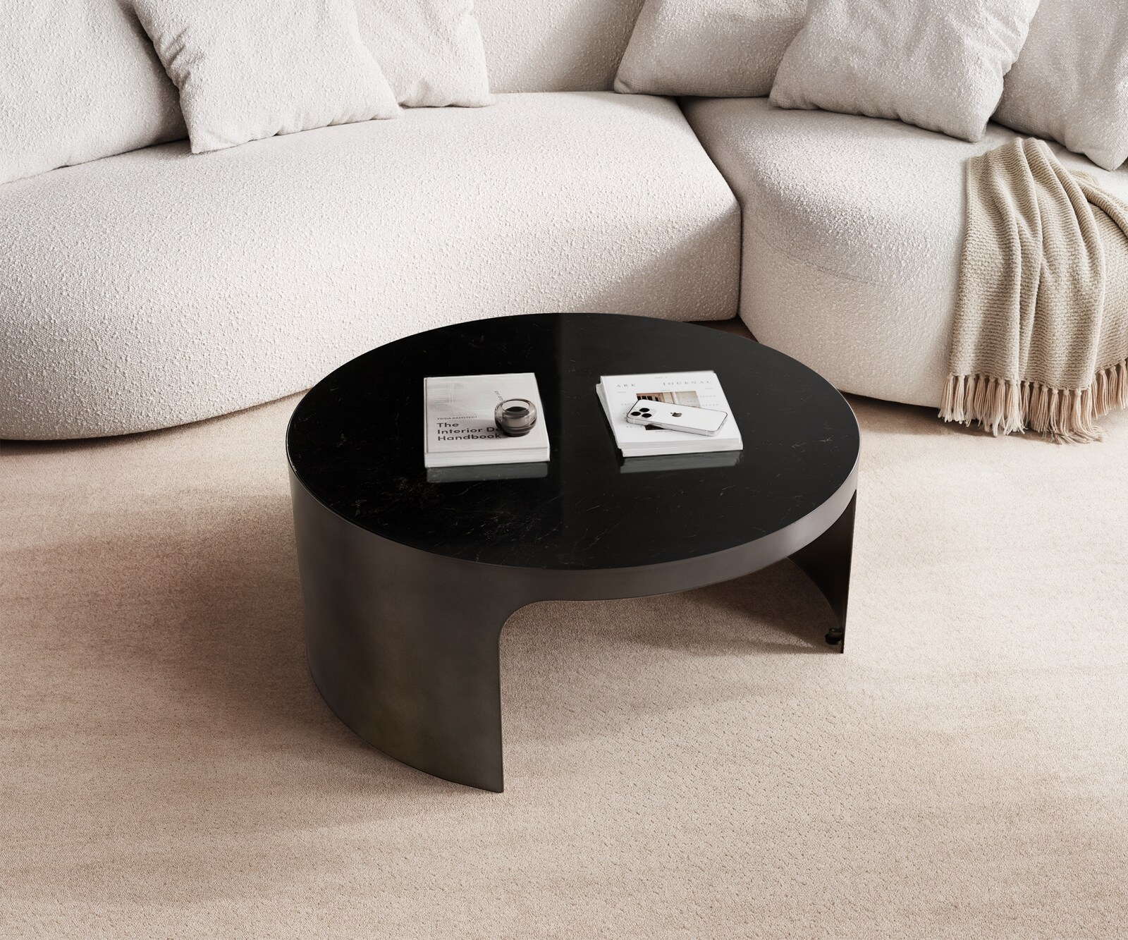 Couchtisch Alerio 90x90 cm Marmor Schwarz Silber Metall Black Antique 1