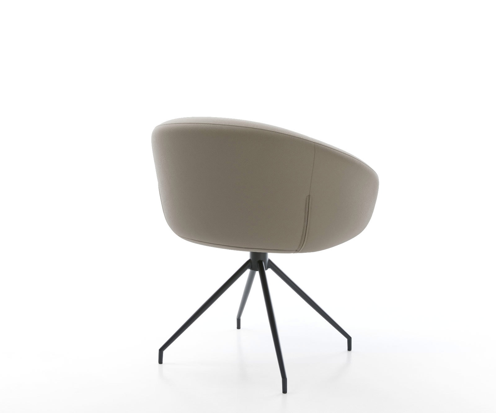 Drehstuhl Vinka-Flex mit Armlehnen Echt-Leder Schlamm Kreuzgestell konisch Schwarz 180° drehbar Taschenfederkern 4