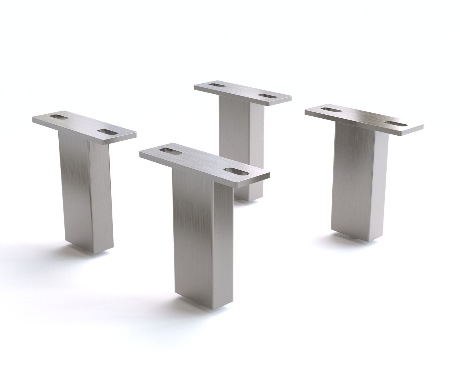 Fuß Vierkant 12,5 cm Edelstahl gebürstet für alle Möbelarten (4er Set)