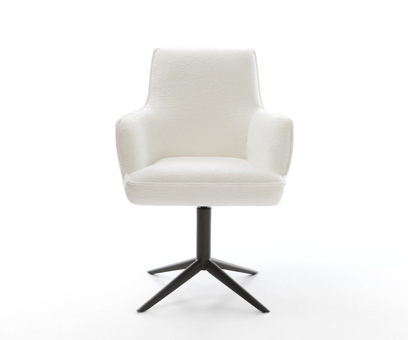 Drehstuhl Heira-Flex mit Armlehnen Bouclé Soft Beige Fußkreuz Schwarz 360° drehbar Wippfunktion Taschenfederkern 2