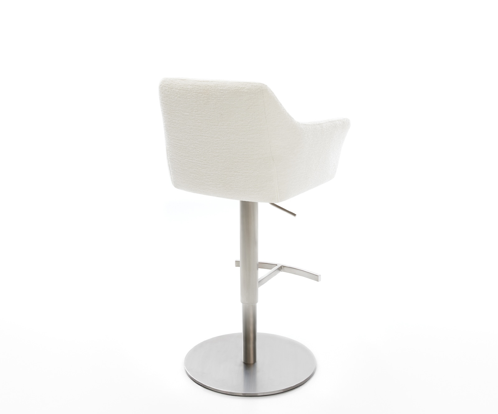 Barstuhl Yulo-Flex Bouclé Soft Beige Drehfuß höhenverstellbar Edelstahl Silberfarben 4