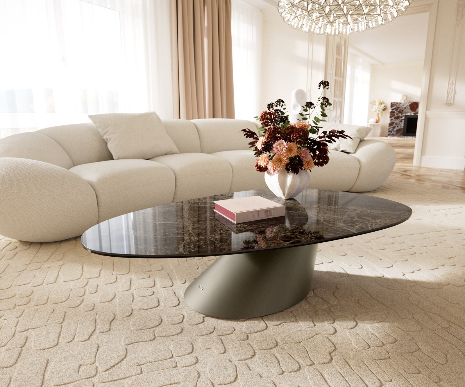 Couchtisch Edge Oval 140x75 cm Keramik Laminam® Emperador Extra Lucidato Du günstig online kaufen
