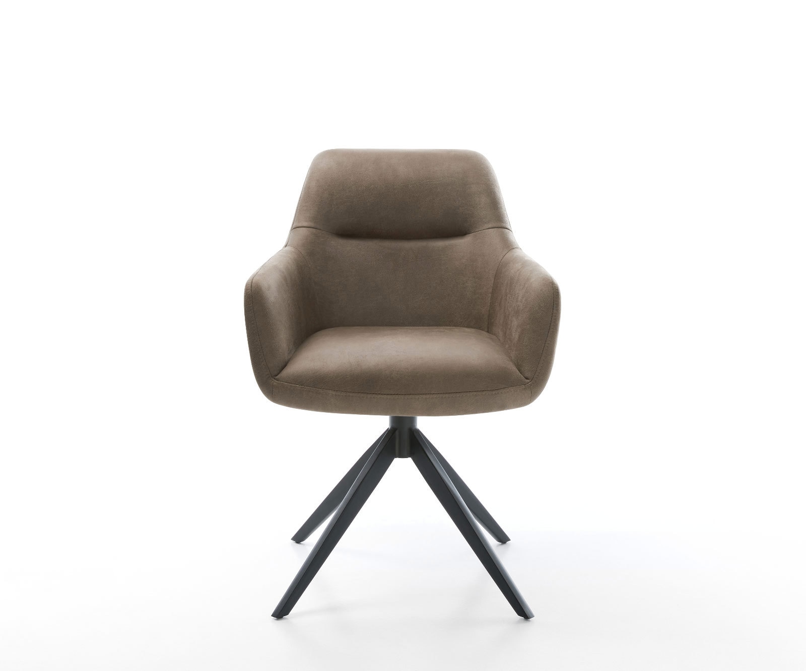 Drehstuhl Pejo-Flex Mikrofaser Taupe Vintage Kreuzgestell breit Schwarz 360° drehbar Wippfunktion Taschenfederkern 2