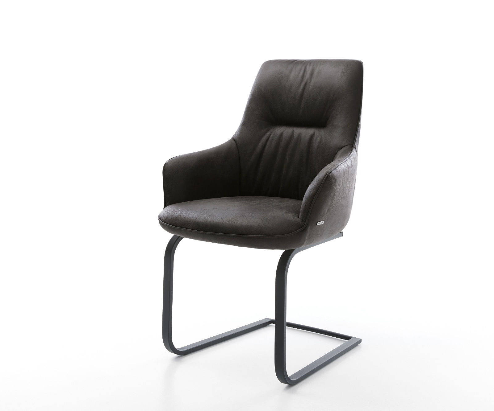 Freischwinger Zelia-Flex mit Armlehnen Mikrofaser Anthrazit Vintage Freischwinger flach Schwarz Taschenfederkern 1