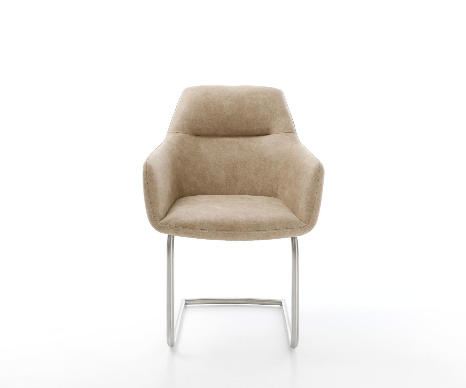 Freischwinger Pejo-Flex Mikrofaser Beige Vintage Freischwinger rund Edelstahl Taschenfederkern 2