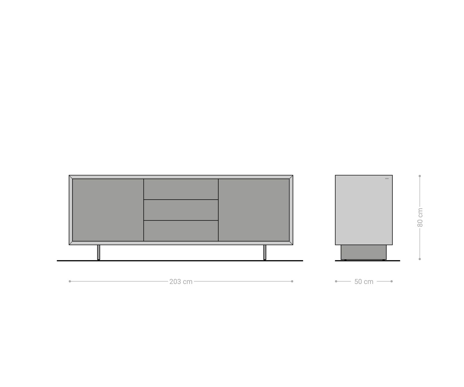 Sideboard Yori 200 cm Metallic Gold 2 Türen 3 Schubladen schwebend Metall Schwarz Keramik Laminam®Noir Desir Braun 8