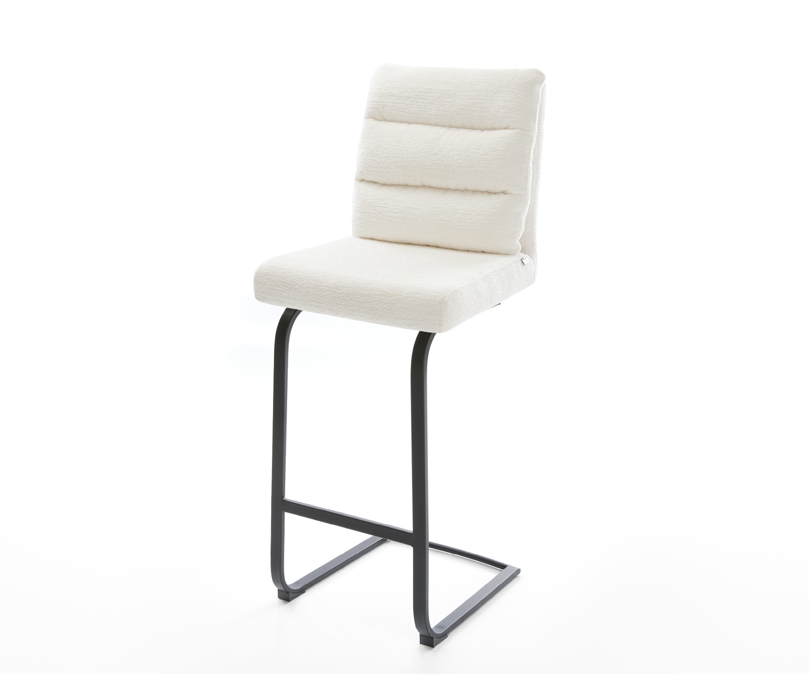 Chaise-de-bar Pela-Flex Bouclé doux Beige Pied cantilever plat noir Noir