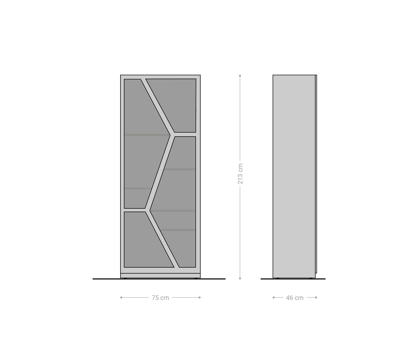 Vitrine Taza 75x210 cm Akazie Natur 4 Türen Barschrank 9