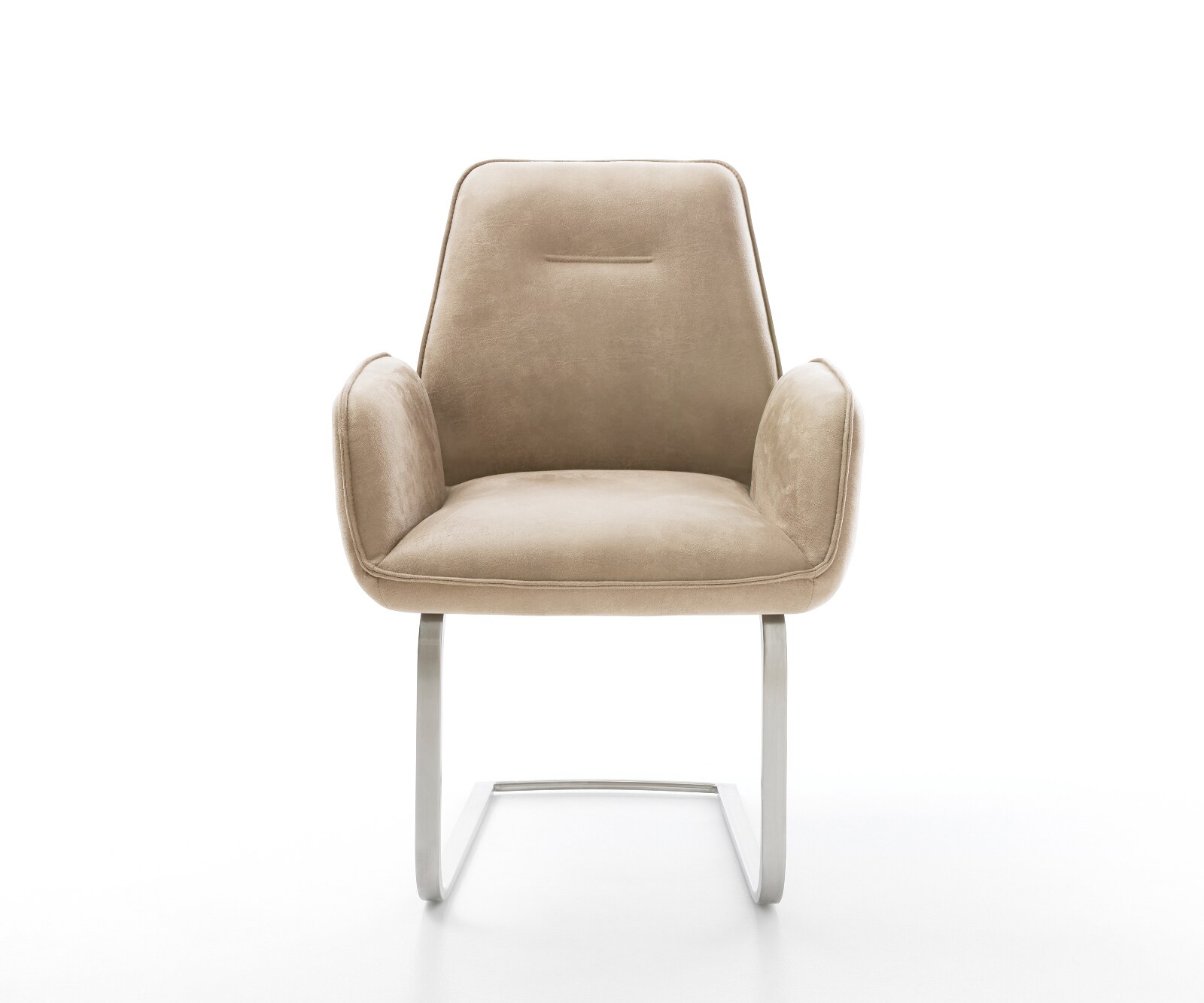 Freischwinger Zoa-Flex Mikrofaser Beige Vintage Freischwinger flach Edelstahl Taschenfederkern 1