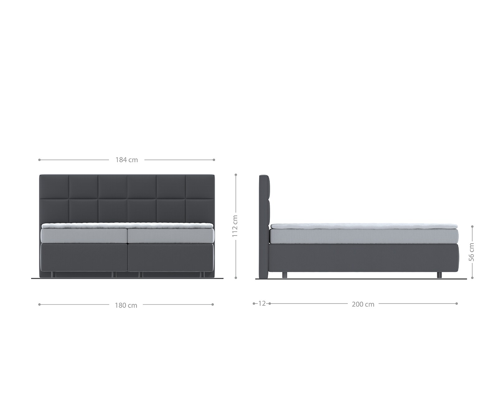 Boxspringbett Dream-Fine 180x200 cm Mikrofaser Anthrazit Vintage mit Matratze und Topper 4