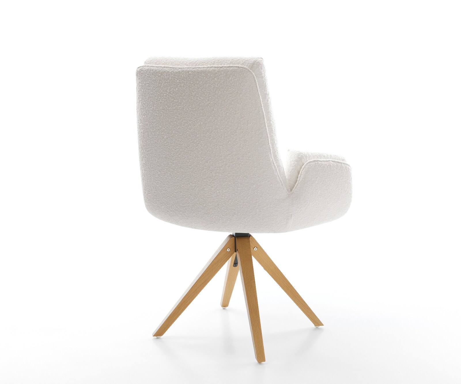 Drehstuhl Clea-Flex Bouclé Creme-Weiß Holzgestell kantig Natur 180° drehbar 5